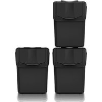 Set 3 Mülleimer Keden sortibox Recyclingbehältern, 100 % recycelter Kunststoff, schwarz, 60L von KEDEN