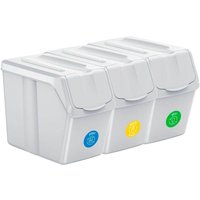 Set 3 Mülleimer Keden sortibox für Recycling, Weiß, 60L von KEDEN