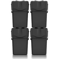 Set 4 Mülleimer Keden sortibox Recyclingbehältern, 100 % recycelter Kunststoff, schwarz, 100L von KEDEN