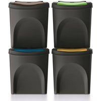 Set 4 Mülleimer Keden sortibox Recyclingbehältern, 100 % recycelter Kunststoff, schwarz, 100L von KEDEN