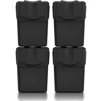 Keden - Set 4 Mülleimer sortibox Recyclingbehältern, 100 % recycelter Kunststoff, schwarz, 80L von KEDEN