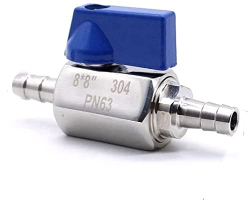 KEDUODUO Kugelventil passend für 7 8 10 12 mm Schlauchtülle gleicher Durchmesser Schlauch Kugelventil SUS304 Edelstahl mit Blau von KEDUODUO