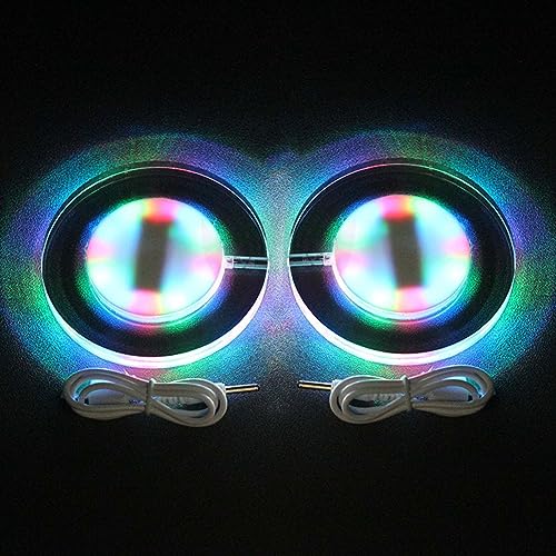 KEEDA LED-Getränke-Untersetzer, wiederaufladbarer leuchtender Acryl-Untersetzer für Bar, Cocktail, Bier, Getränke, Flaschenbecher, leuchtende Matte für Party, Hochzeit, Bar, Club (rund, 2 Stück) von KEEDA