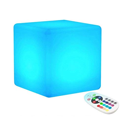 KEEDA LED RGB Beleuchtung, Außenleuchte, Aufladbare LED Licht, Stimmungslicht,Nachtlicht mit Fernbedienung, 16 Farbwechsel- (Würfel,15x15 x15cm) von KEEDA