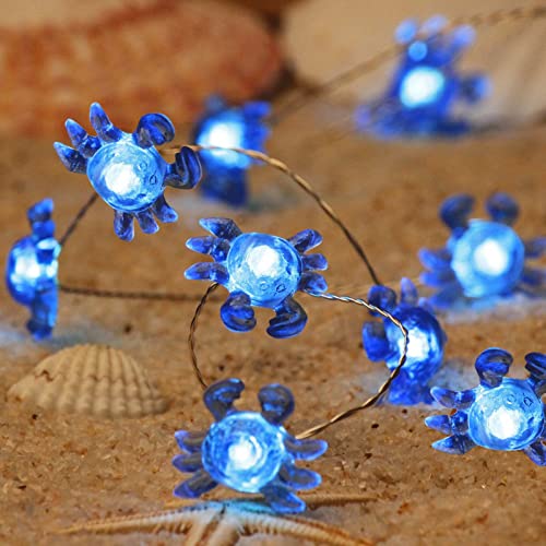 KEEDA Lichterkette mit 30 LEDs, Kupferdraht, batteriebetrieben, dekorative Lichter für den Innenbereich, Schlafzimmer, Kinderzimmer, Meeresmotiv, Party-Dekoration (Krabbe) von KEEDA