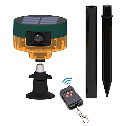 KEEDA Solar 129dB Sound & Blitzlicht 360° Bewegungssensor Alarm, Aufzeichnung Benutzerdefinierter Nachrichten Sirene Security Alert System für Bauernhof Obstgarten Garten (Gelb) von KEEDA