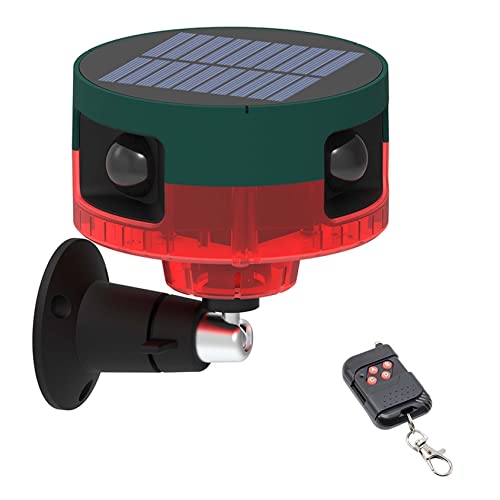 KEEDA Solar 129dB Sound & Blitzlicht 360° Bewegungssensor Alarm, Aufzeichnung Benutzerdefinierter Nachrichten Sirene Security Alert für Bauernhof Obstgarten Garten (Rot) von KEEDA