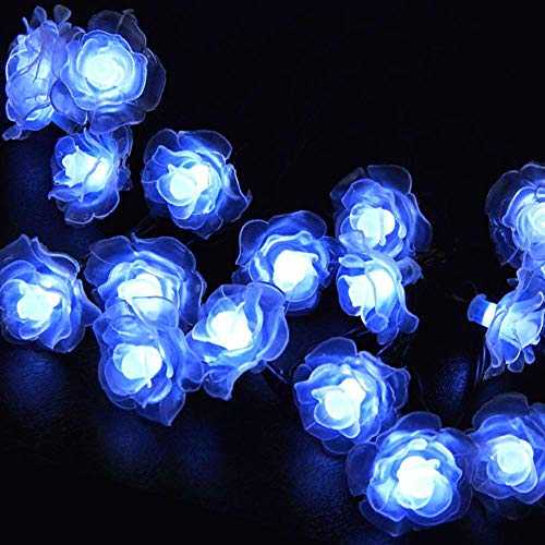 Solar Lichterketten, KEEDA 30 LED Rose Blume Lichterkette Wasserdichte dekorative Beleuchtung für Außen Patio Garten Hochzeit Weihnachten Party (Blau) von KEEDA