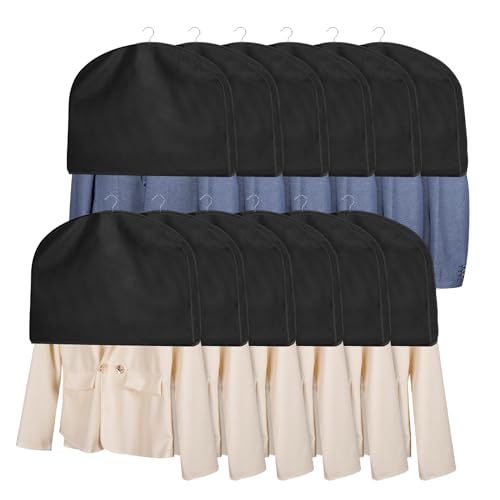KEEGH 45,7 cm H Schulterabdeckungen für Kleidung (Set mit 12 Stück), atmungsaktive Kleiderschutzhüllen, Staubschutzhüllen, Kleiderbügel, Abdeckungen für Kleidung, 5,1 cm Zwickel für mehr Anzüge, von KEEGH