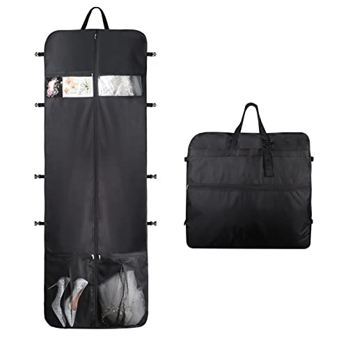 KEEGH Kleidersack Lang, 60 x 182 cm Kleidersack Hochzeitskleid Verschlüsseltes Oxford-Tuch Wasserdichtes Band 2 große Netztaschen, Faltbarer ReiseKleidersack für Abendkleider, Brautkleider von KEEGH