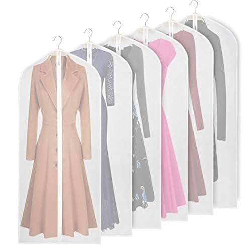 KEEGH Kleidersack Lang 60x152cm, Klar Kleiderhüllen Abdeckung mit Reißverschluss, Kleidersack Jacke Mantel Kleider Abendkleider Anzug Schutz Kleiderhulle Anzughulle Anzugsack Durchscheinend (6 Stück) von KEEGH