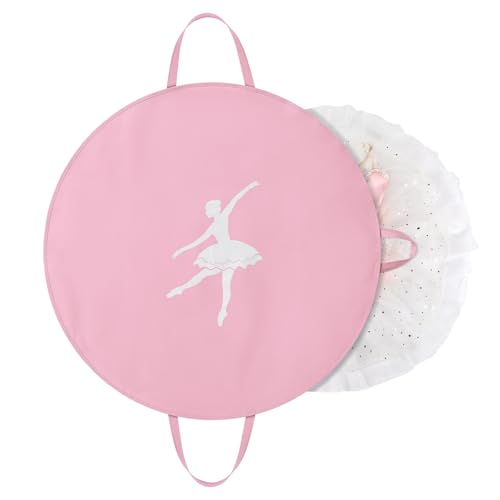KEEGH Mädchen Tutu Kleidersack 35 Zoll Ballett Tutu Tasche Faltbar Tanzkostüm Kleidersack zum Aufhängen von Kleidung, Pfannkuchen Tanztasche für Tänzer mit Griffschlaufe für Reisen oder Aufbewahrung, von KEEGH