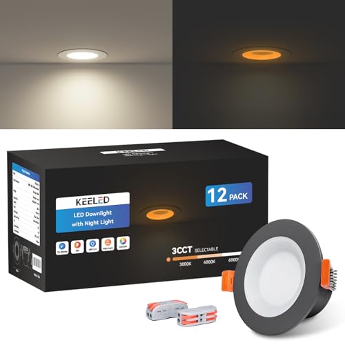 KEELED Schwarz Einbaustrahler LED 6W, mit Nachtlicht 1.5W, LED Spots 230v, 3000K/4000K/6000K Wählbar, Schnittloch 70-85mm, IP44, Gehäuse aus Aluminiumdruckguss, 12er Set KEELED Schwarz Einbaustrahler LED 6W, mit Nachtlicht 1.5W, LED Spots 230v, 3000K/4000K/6000K Wählbar, Schnittloch 70-85mm, IP44, Gehäuse aus Aluminiumdruckguss, 12er Set von KEELED
