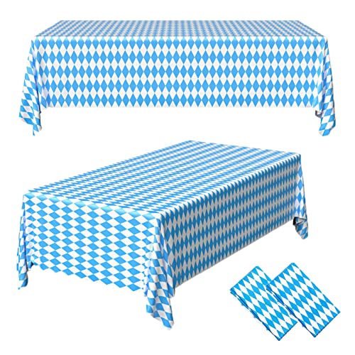 KEELYY 2 Pcs Oktoberfest Deko Oktoberfest Tischdecke, Tischdecke de Bayrisch Blau, Oktoberfest Tischdeko Bayernraute Partytischdecke für Bierzelten Bier Festival(130 * 220cm) von KEELYY