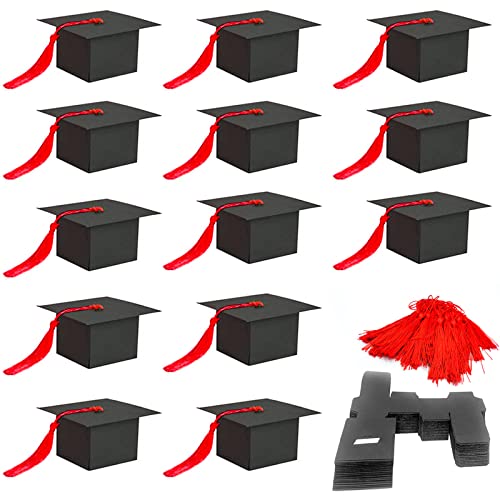 KEELYY Doktorhut Deko Box 50 Stück Abschluss Geschenk Deko Box zum Befüllen, Bachelor Hut Dekoration Box für Glückwunsch Prüfung Bestanden, Graduation Cap Geschenk Kisten für ABI Abschlussfeier von KEELYY