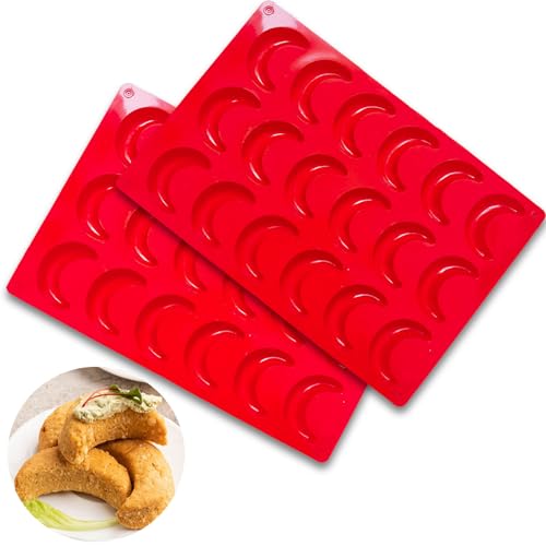 KEELYY Vanillekipferl Backform Silikon 2 Stück Vanillekipferl Form Silikonform Vanillekipferl Backblech Kipferl Backform Kuchenformen für Schokolade Cake Keks von KEELYY