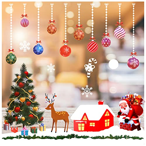 KEELYY Weihnachten Fenster Aufkleber, Fensterbilder Weihnachts Fenster Deko Wasserdichtes Sticker Party Elektrostatische Aufkleber Dekoration Weihnachtsmann Schneeflocken von KEELYY