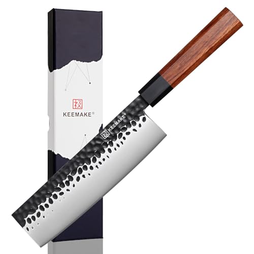 KEEMAKE Nakiri Messer Küchenmesser Japanisches Kochmesser - 17,8cm Japanisches Kochmesser Scharf Messer Chefmesser Küchenmesser G10 Griff in Geschenkbox Kitchen Knife Nakiri Knife von KEEMAKE