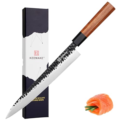 KEEMAKE Filetiermesser Fischmesser Sushi Messer - 25,4cm Lachsmesser Sashimi messer Japanisches Messer Küchenmesser Scharf Kochmesser Küchenmesser G10 Griff in Geschenkbox Sushi Maker Japanese Knife von KEEMAKE