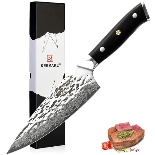 KEEMAKE Kochmesser Küchenmesser Scharf Messer - 6,5 Zoll Japanisches Küchenmesser Profi Messer Küche mit G10 Griff Fleischmesser Gemüsemesser Kitchen Chef Knife von KEEMAKE