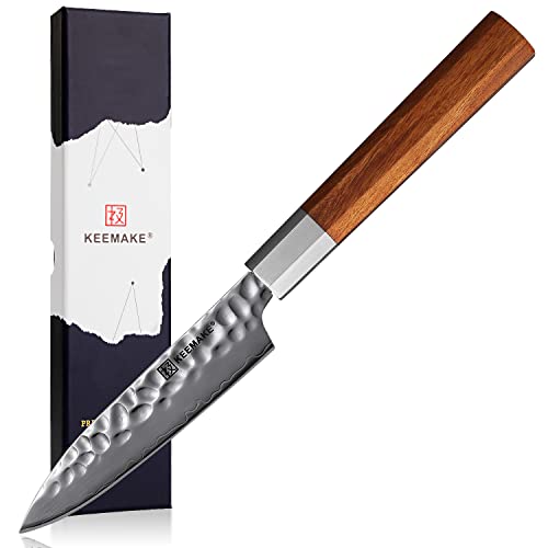 KEEMAKE Schälmesser Gemüsemesser Klein Küchenmesser Kochmesser - 4,5 zoll Japanisches Messer 12 cm Schäler Messer Obstmesser scharf Kochmesser Allzweckmesser für Küche Kitchen Paring Knife von KEEMAKE