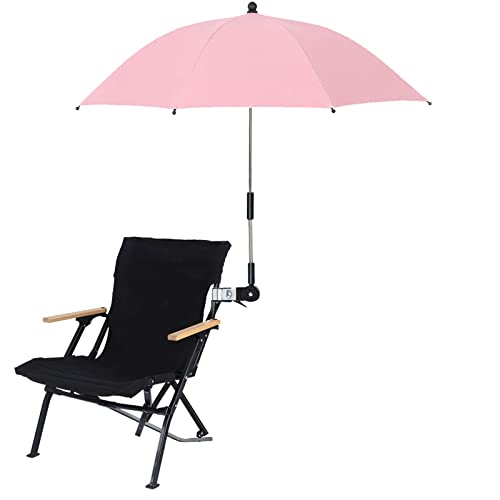 Stuhlschirm mit Klemme, Tragbarer Clip-Regenschirm für Strandstühle, Terrasse, Kinderwagen, Rollstühle, Golfwagen(Rosa) von KEEMEN