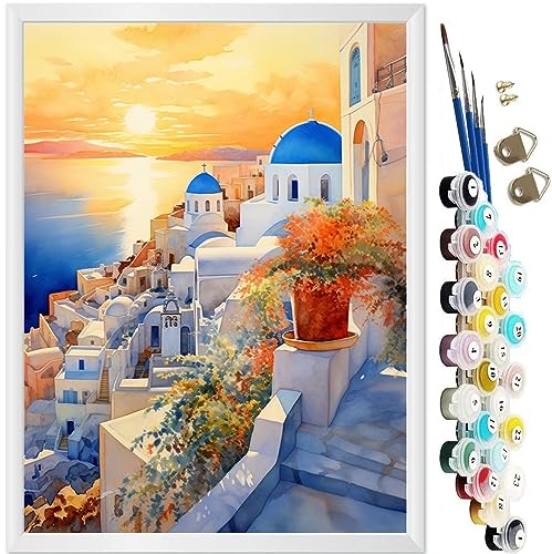 KEEMOSO Malen Nach Zahlen Erwachsene DIY Ölgemälde Leinwand Set mit 3 Pinsel und Acrylpigment für Frauen Home Deko- Ägäisches Meer Ohne Rahmen 40 x 50 cm KEEMOSO Malen Nach Zahlen Erwachsene DIY Ölgemälde Leinwand Set mit 3 Pinsel und Acrylpigment für Frauen Home Deko- Ägäisches Meer Ohne Rahmen 40 x 50 cm von KEEMOSO