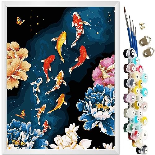 KEEMOSO Malen Nach Zahlen Erwachsene DIY Ölgemälde Leinwand Set mit 3 Pinsel und Acrylpigment für Frauen Home Deko- Koi Karpfen Ohne Rahmen 40 x 50 cm KEEMOSO Malen Nach Zahlen Erwachsene DIY Ölgemälde Leinwand Set mit 3 Pinsel und Acrylpigment für Frauen Home Deko- Koi Karpfen Ohne Rahmen 40 x 50 cm von KEEMOSO