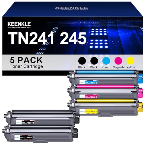 KEENKLE TN241BK TN245 Druckerpatronen Kompatibel für Brother TN242BK TN246 TN-241 TN-245 für Brother MFC 9332CDW Toner DCP 9022CDW MFC 9142 CDN HL-3142CW HL-3152CDW HL-3172CDW MFC-9342CDW (5er-Pack) von KEENKLE