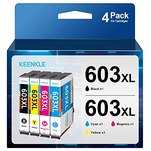 603XL 603 XL Druckerpatronen Kompatibel für Epson 603 603XL Multipack Tintenpatronen für Expression Home XP-4155 XP-3100 Workforce WF-2830 WF-2850 (‎‎‎‎‎‎‎1 Schwarz, Cyan, 1 Magenta, 1 Gelb, 4er-Pack) von KEENKLE