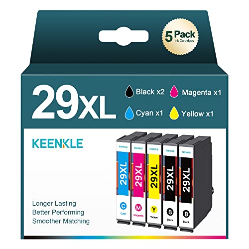 KEENKLE 29XL Multipack 29 XL Druckerpatronen Kompatibel für Epson Multipack 29 für Epson XP 342 Tintenpatronen XP-352 XP-442 XP-332 XP-245 XP-4455 XP-455 (‎‎‎‎‎‎‎2 Schwarz, 1 Cyan, 1 Magenta, 1 Gelb) von KEENKLE