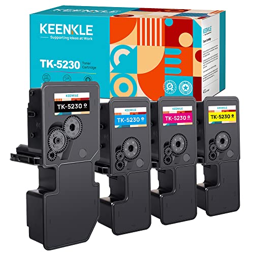 KEENKLE TK5230 Tonerkartusche Kompatibel für Kyocera TK-5230K TK-5230 Ecosys M5521cdw P5021cdn P5021cdw M5521cdn M5521 P5021 TK 5230 TK-5230C TK-5230Y TK-5230M (4er-Pack,Schwarz Cyan Gelb Magenta) von KEENKLE