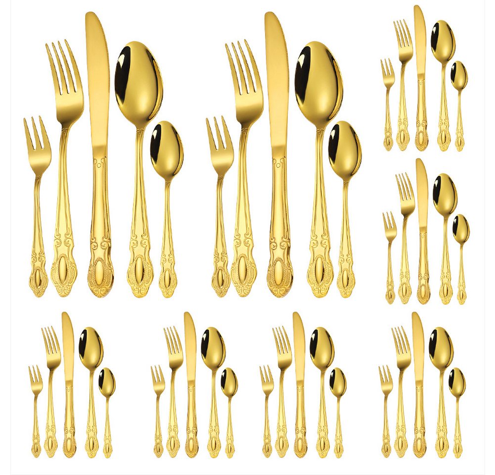 KEENZO Besteck-Set 40-teilig Besteckset Royal Gold aus Edelstahl für 8 Personen (40-tlg), 8 Personen, Edelstahl von KEENZO