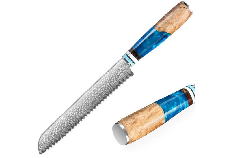 KEENZO Brotmesser 20cm Damast Brotmesser mit Wellenschliff, 67 Lagen Damaststahl, Damaststahl, Harzgriff KEENZO Brotmesser 20cm Damast Brotmesser mit Wellenschliff, 67 Lagen Damaststahl, Damaststahl, Harzgriff von KEENZO