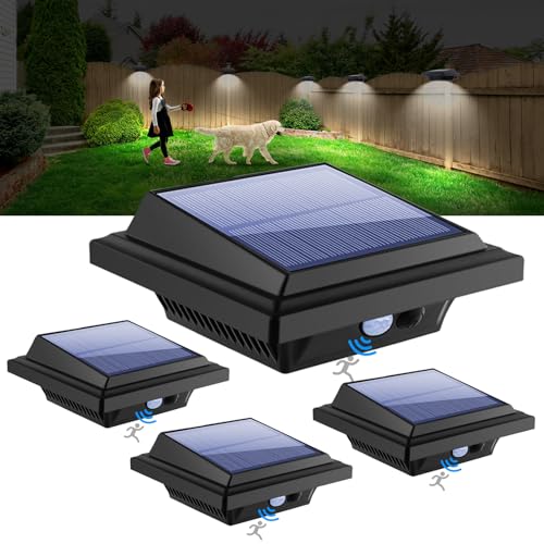 KEENZO LED Dachrinnenlampe, Solar Dachrinnenleuchte Solarlampen für Außen, 25 LEDs, 2W, PIR-Sensor, Schwarz,Kaltweißes Licht, 4er-Set von KEENZO