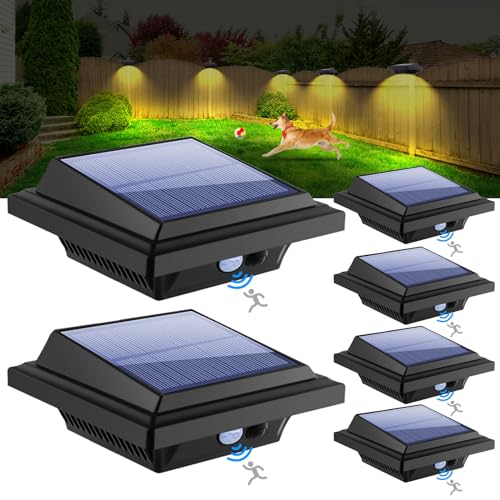 KEENZO LED Dachrinnenlampe, Solar Dachrinnenleuchte Solarlampen mit Bewegungsmelder für Außen, 25 LEDs, 2W, PIR-Sensor, Schwarz,Warmes Weiß Licht, 6er-Set von KEENZO