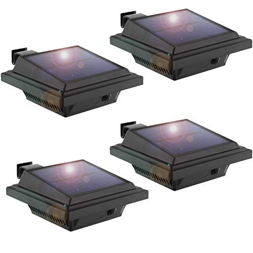 KEENZO LED Solar Dachrinnenleuchte Solarlampen für Außen, 25LEDs Solarlicht, Kaltweißes Gartenbeleuchtung Zaunlicht, Wegeleuchten Solarleuchte für Zaun, Patio, Gehwege, Hof, Garage, 4 Stück von KEENZO