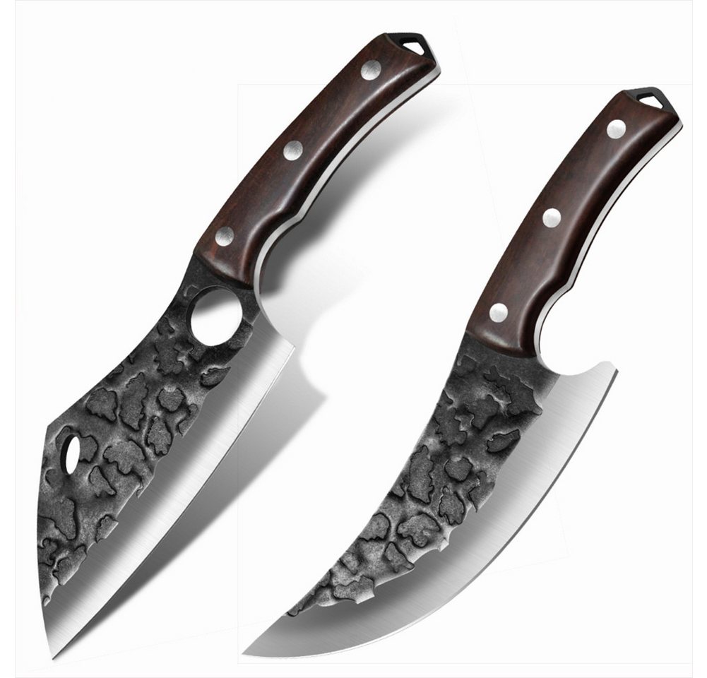 KEENZO Messer-Set 3tlg.Handgeschmiedetes Wikinger Messer Ausbeinmesser Hackmesser (3-tlg) von KEENZO