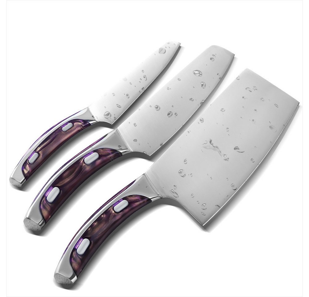 KEENZO Messer-Set 3tlg.Küchenmesser Set aus Kohlenstoffstahl Hackmesser Allzweckmesser (3-tlg) von KEENZO
