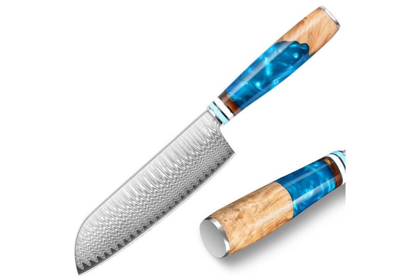 KEENZO Santokumesser Damastmesser 17cm Klinge Santokumesser VG10 Damaststahl Harzgriff, Damaststahl, Harzgriff KEENZO Santokumesser Damastmesser 17cm Klinge Santokumesser VG10 Damaststahl Harzgriff, Damaststahl, Harzgriff von KEENZO