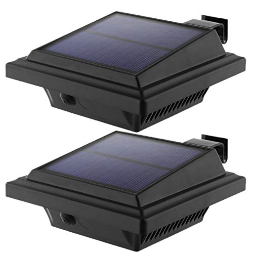 KEENZO LED Solar Dachrinnenleuchte Solarlampen für Außen, 25LEDs Solarlicht, Auto ON/OFF, Schwarz,Warmes Weiß Licht (2er set) von KEENZO