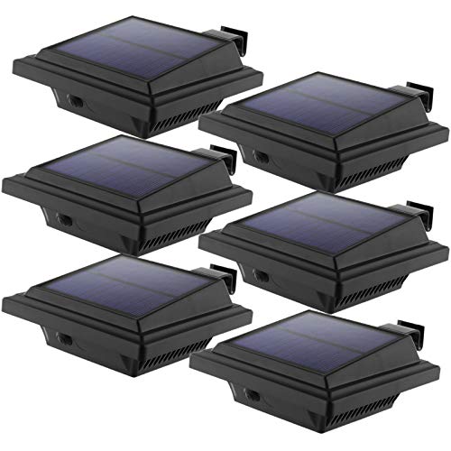 KEENZO LED Solar Dachrinnenleuchte Solarlampen für Außen, 25LEDs Solarlicht, Auto ON/OFF, Schwarz,Warmes Weiß Licht (6er set) von KEENZO