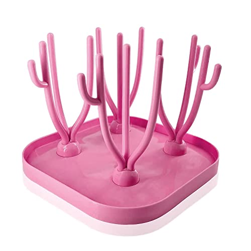 KEEPAQ Trockenständer Babyflaschen, Trockengestell für Babyflaschen mit Abnehmbarer Abtropfschale, BPA frei Babyflaschen Zubehör zum Trocknen von Babyflaschensaugern, Bechern und Andere Zubehör(Rosa) von KEEPAQ