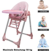 Baby-Hochstuhl, verstellbar und faltbar – 5 verschiedene Höhen, 5-fach verstellbare Rückenlehne – Rosa Baby-Hochstuhl, verstellbar und faltbar – 5 verschiedene Höhen, 5-fach verstellbare Rückenlehne – Rosa von KEEPBUYING