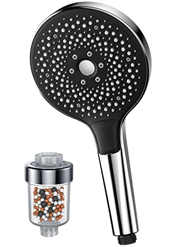 KEEPIFY Wasserspar Duschkopf Regendusche, Silber Economy Handbrause Hochdruck Regenduschkopf Druckerhöhend 4 Strahlarten(Duschkopf ohne Schlauch), Chrom von KEEPIFY