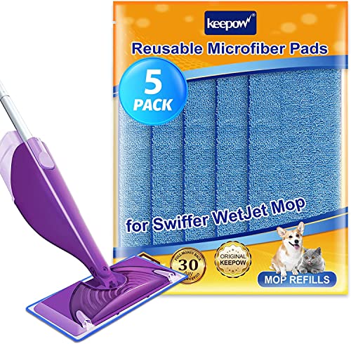 KEEPOW 5 Ersatzmikrofaser-Mopppads für Swiffer WetJet Bodenwischer, Waschbare und Wiederverwendbare Nachfüllungen,Wet & Dry Mop Starter, Blau KEEPOW 5 Ersatzmikrofaser-Mopppads für Swiffer WetJet Bodenwischer, Waschbare und Wiederverwendbare Nachfüllungen,Wet & Dry Mop Starter, Blau von KEEPOW