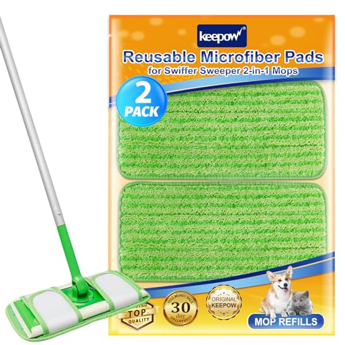 KEEPOW Microfiber Bodenwischer Ersatzbezug - 2 Stück Mikrofaser Ersatzbezüge für 30cm Wischmopp und Sprühwischer - Wischbezug Reinigungs Pads für Parkett, Laminat, Fliesen - Waschbar und nachhaltig von KEEPOW