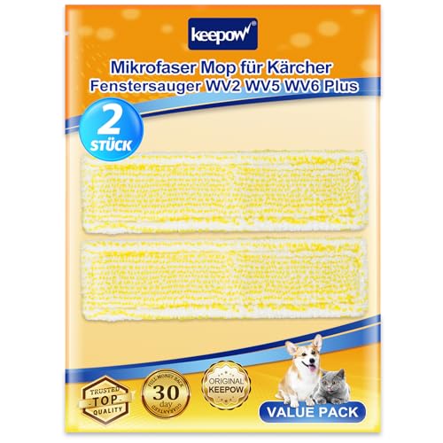 KEEPOW Mikrofaser Wischbezug für Kärcher Fenstersauger Zubehör WV2 WV5 WV6 Plus, Ersatzteile für Kärcher Fensterreiniger Tücher Wischmopppad, Gelb Indoor 2.633-130.0,2 Stück KEEPOW Mikrofaser Wischbezug für Kärcher Fenstersauger Zubehör WV2 WV5 WV6 Plus, Ersatzteile für Kärcher Fensterreiniger Tücher Wischmopppad, Gelb Indoor 2.633-130.0,2 Stück von KEEPOW