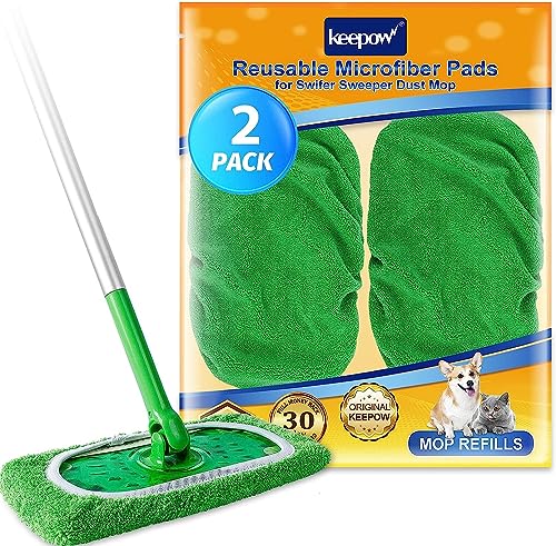KEEPOW für Swiffer Feuchte Bodentücher, Ideal für Swiffer Wiederverwendbare Tücher, Mikrofaser-Tücher für Swiffer Bodenwischer, Waschbar für Swiffer Bodentücher Feuchte, Grün für Swiffer Sweeper Mop von KEEPOW