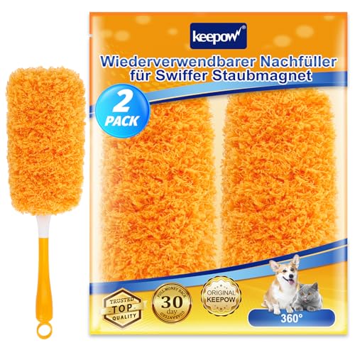 KEEPOW Wiederverwendbar Staubmagnet Nachfüllpack Kompatibel mit Swiffer Staubmagnet XXL & Swiffer Duster 360°Starter kit, Duster Nachfüllpack for Swiffer staubwedel, 2 Packungen von KEEPOW